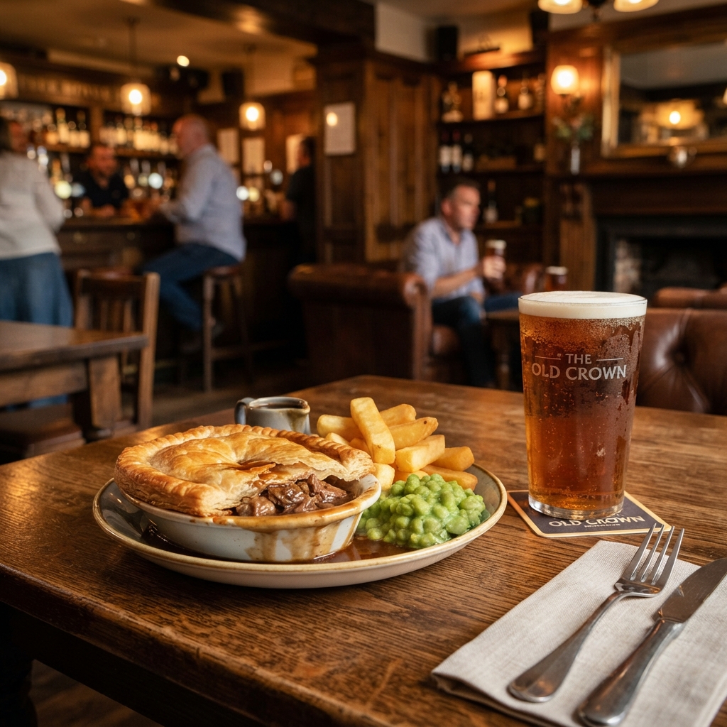 Classic pub food with a pint